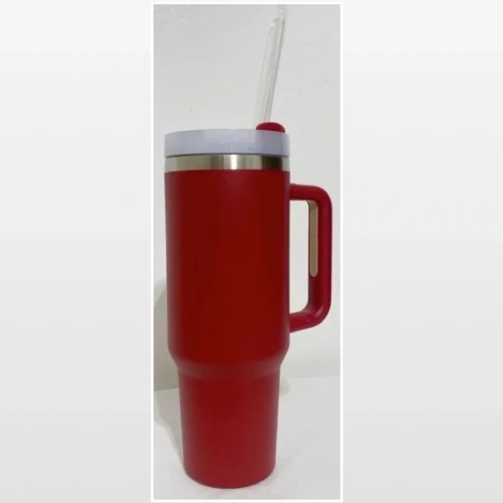 New Tumbler POSHBOSS Red White Large 40oz Travel Mug Thermos Cup